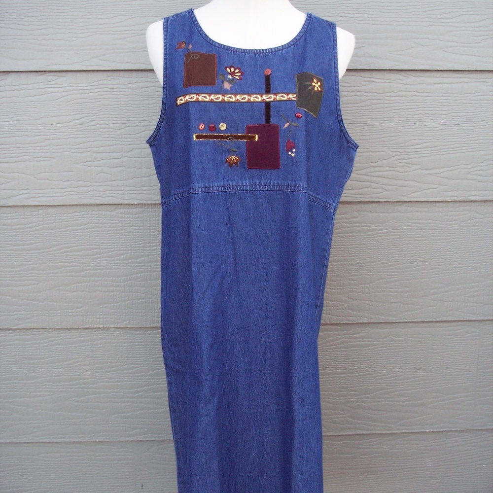 Erika  Co Denim Shift Tank Dress Sz L PL Petites